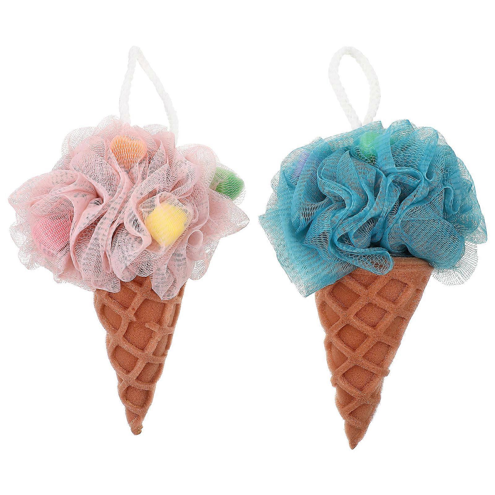 Natural Loofah Sponge Shower Adorable Shower Sponges Portable For Bathroom Use Medium Size Blue Exfoliating 2Set