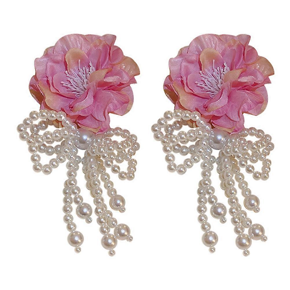 Pearl Statement Earring Flower Tassel Dangle Earrings Dating 12x6cm Comfortable to Wear 1 Pair