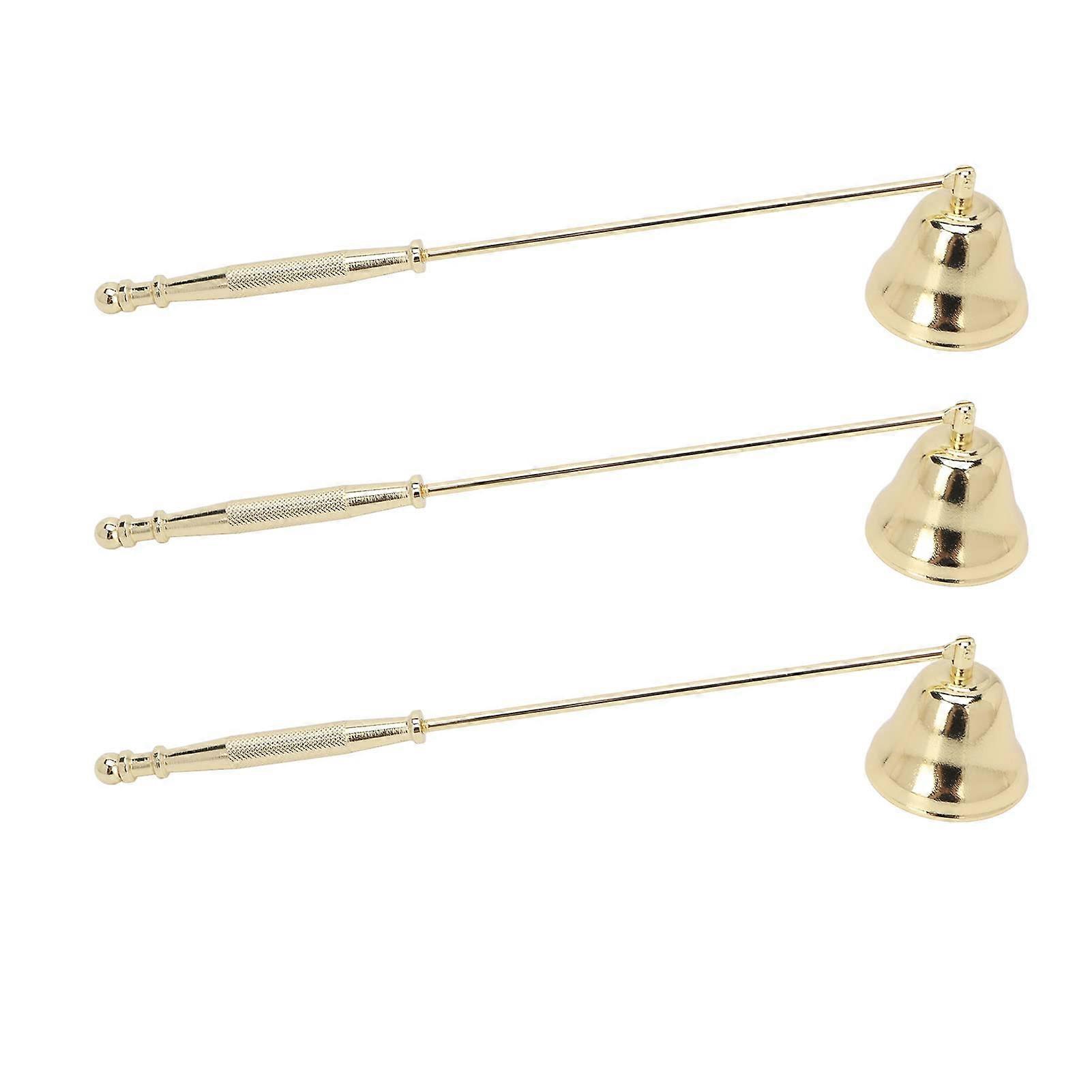 Pack of 3 Candle Snuffer with Long Handle, Golden Wick Extinguisher for Tea Light Candles