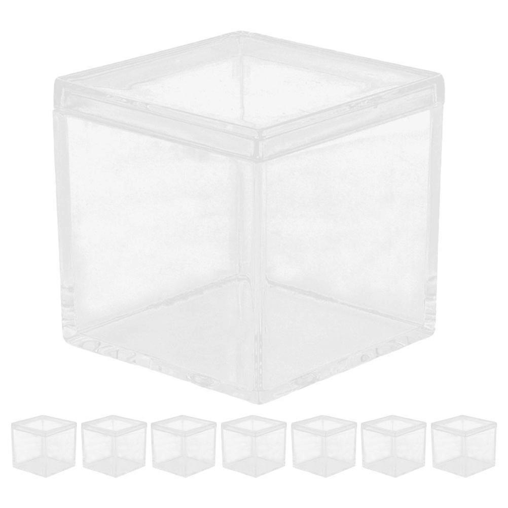 Small Display Box Clear Acrylic Square Cube Mini Candy Container Wedding Party present Giving Occasions 8Pcs