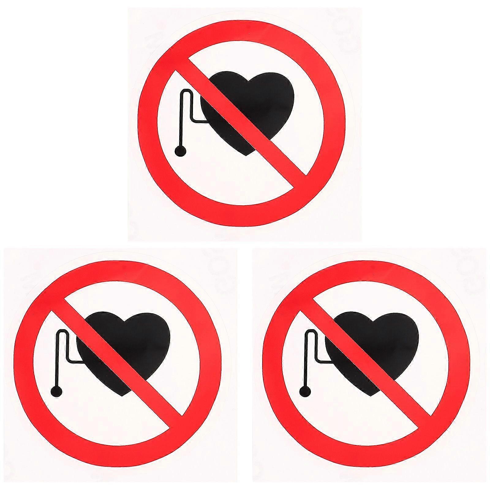 3pcs No Pacemaker Stickers No Pacemaker Warning Label Stickers Safety Warning Sign Stickers