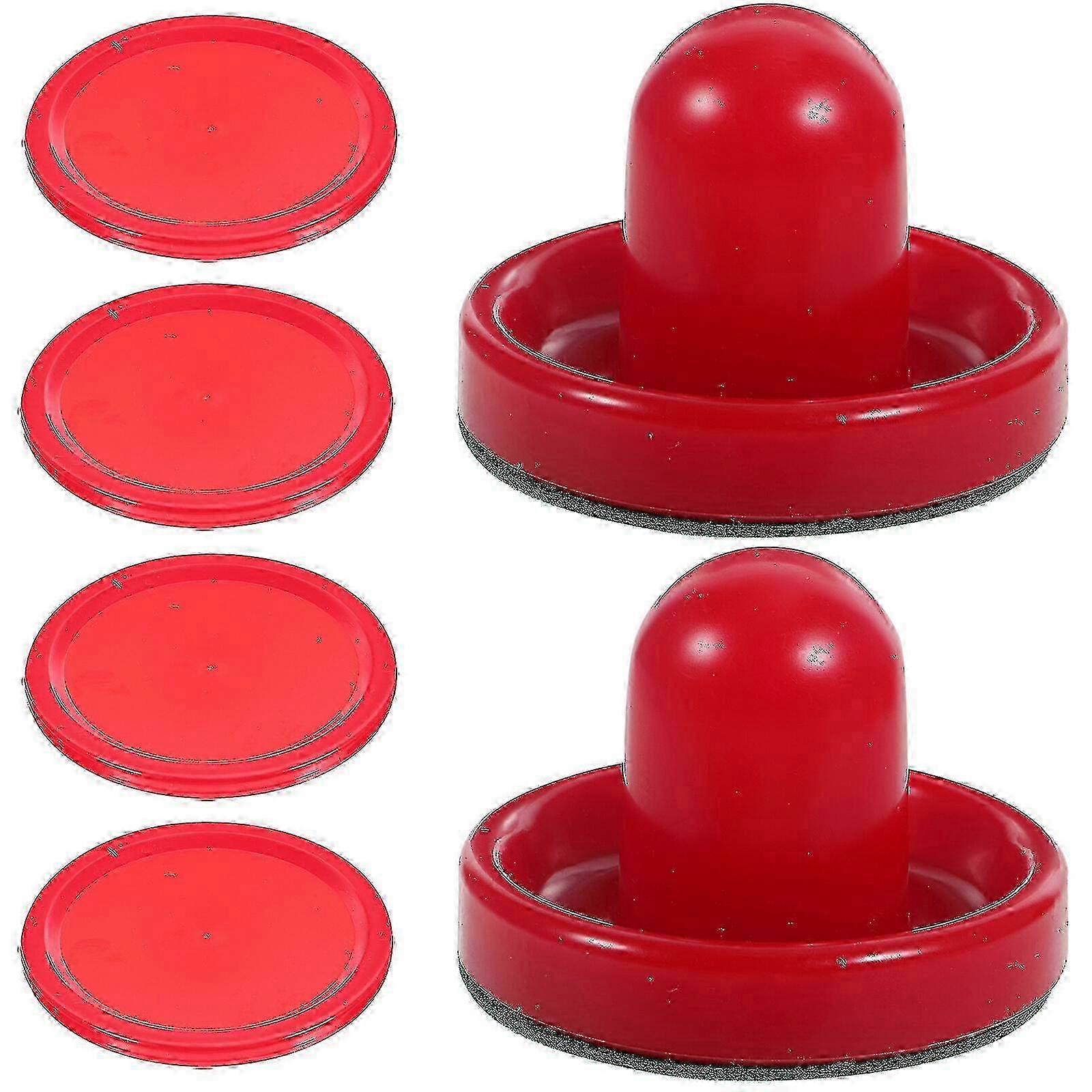 8pcs 76mm Red Air Hockey Accessories - Pushers, Pucks & Goalies Kit for Game Tables