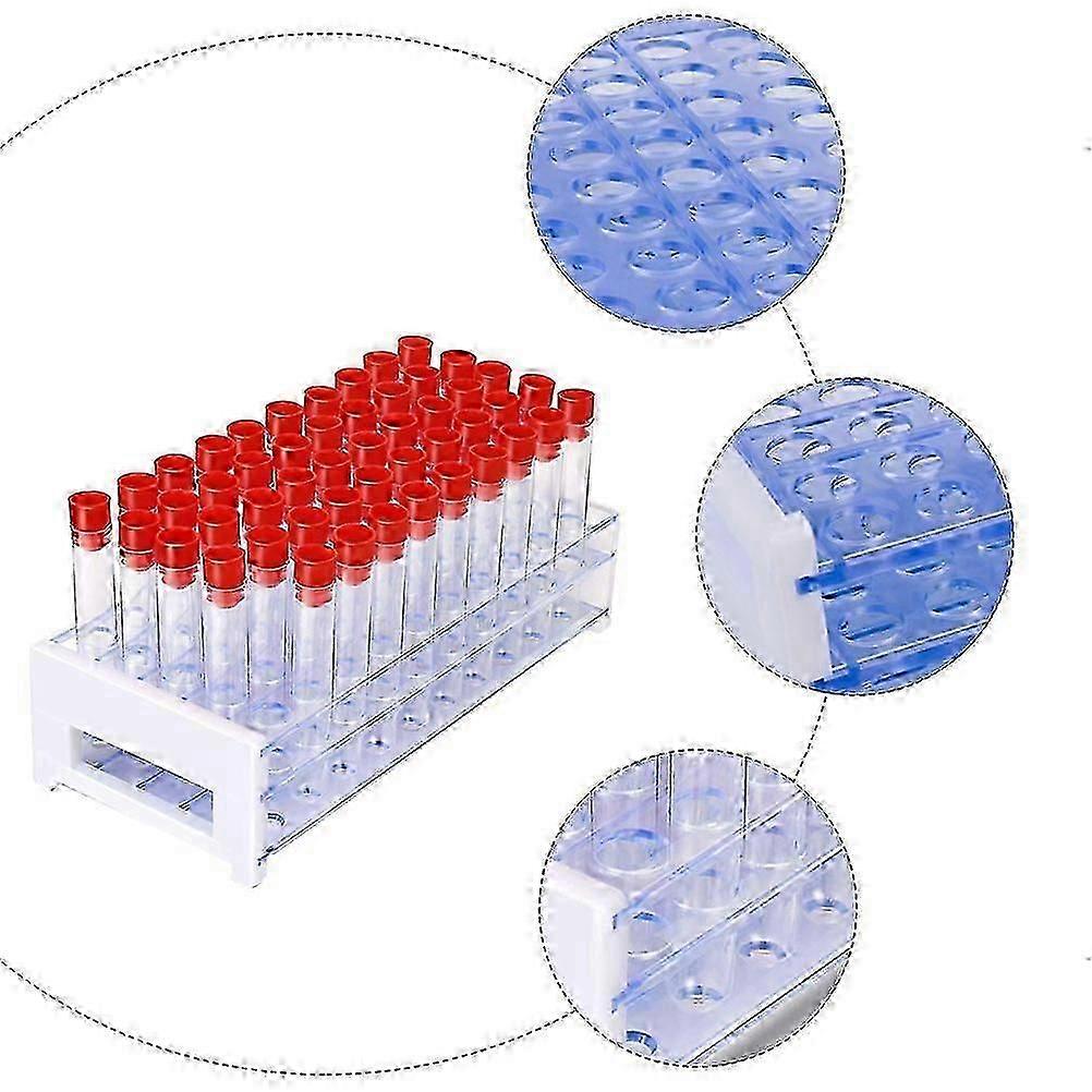 51Pcs Plastic Test Tubes with Lid Test Tubes Storage Rack Laboratory Equipment