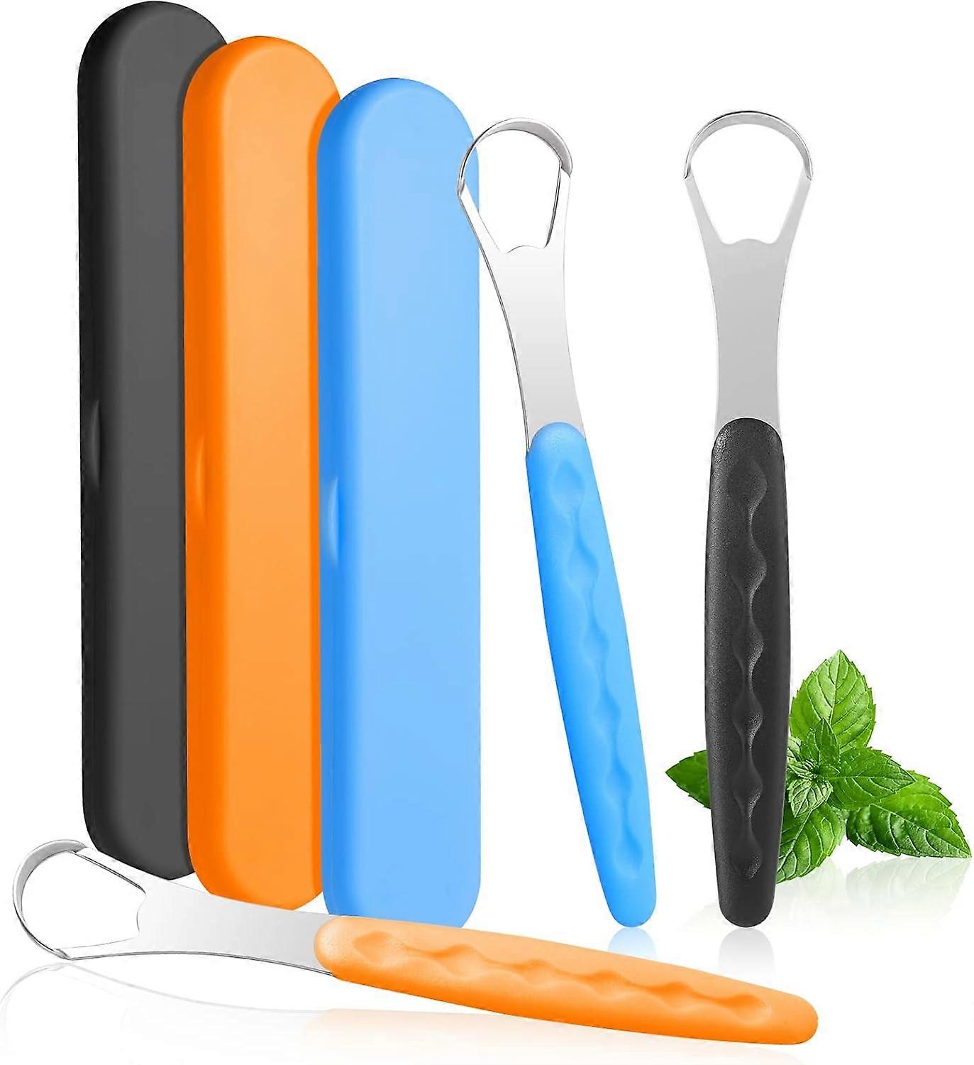 Adult Tongue Cleaner, Tongue Scraper with Case, Set of 3