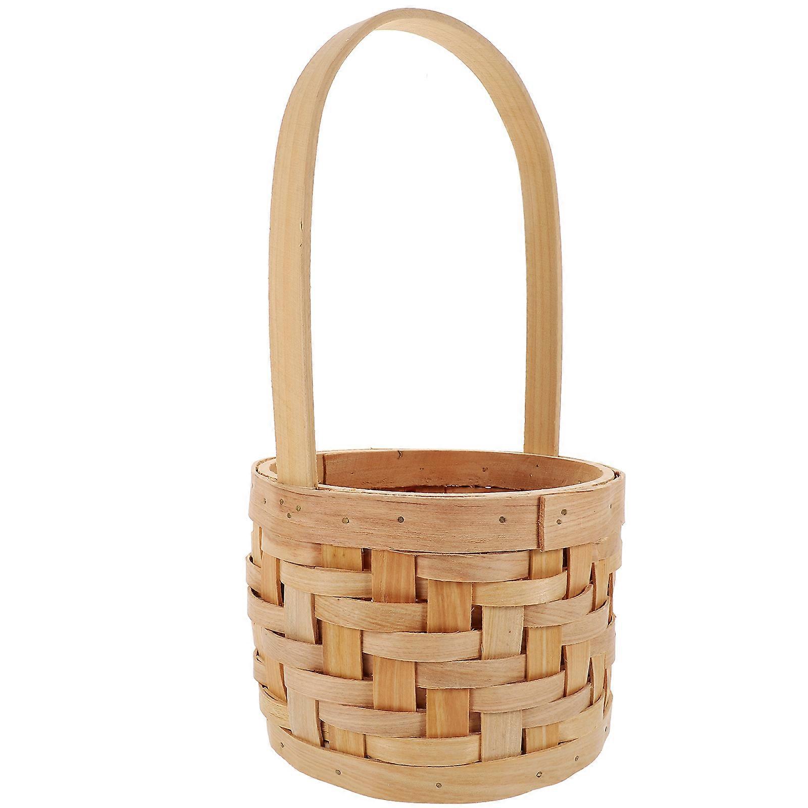Bouquet Wrapping Basket Wooden present Wrap Basket Rustic Style For Living Room Beige 28X15X15CM 1Pcs