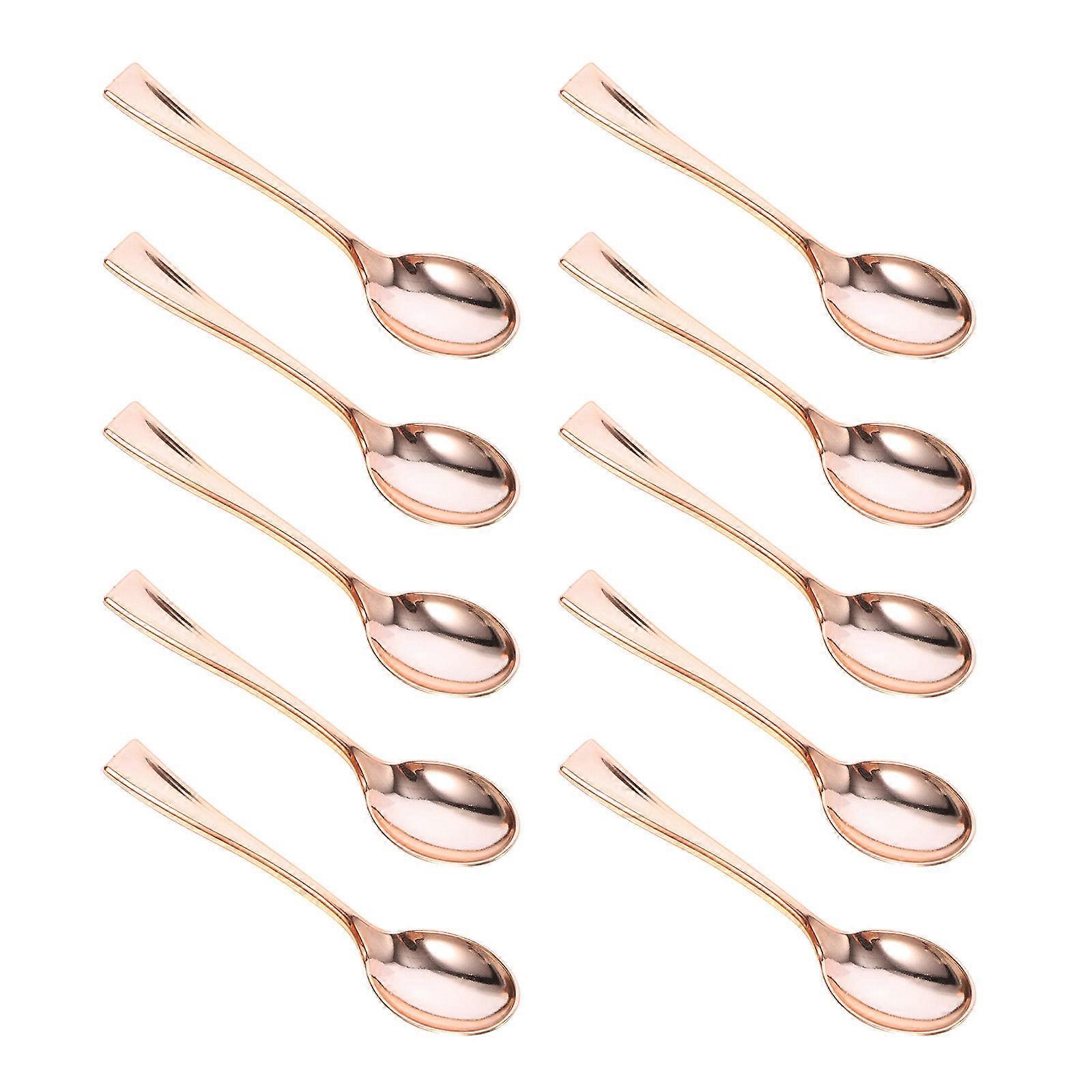 Small Tasting Spoons Plastic Cake Spoons For Home Shop Party 24Pcs Rose Gold