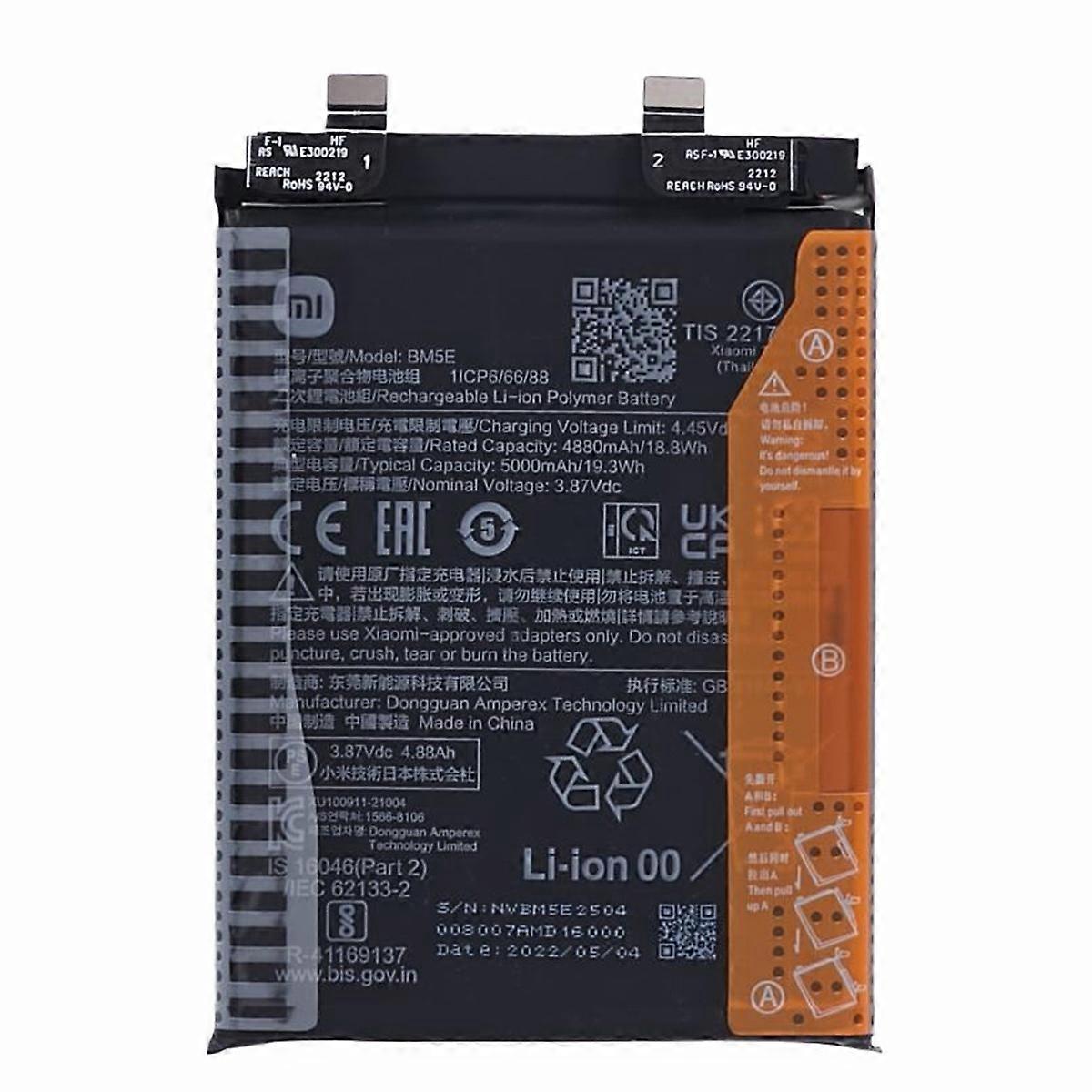 For Xiaomi Redmi K50 Pro 3.87V 4880mAh Li ion Polymer Battery Assembly Part (Encode: BM5E)