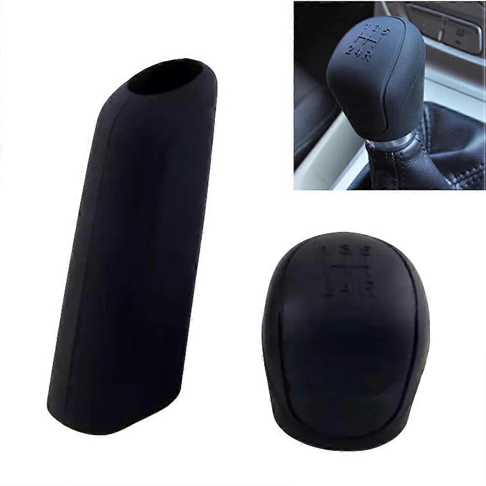 Gear Shift Cover Car Gear Knob Protection Black Concise Design Pullover Design 2Sets