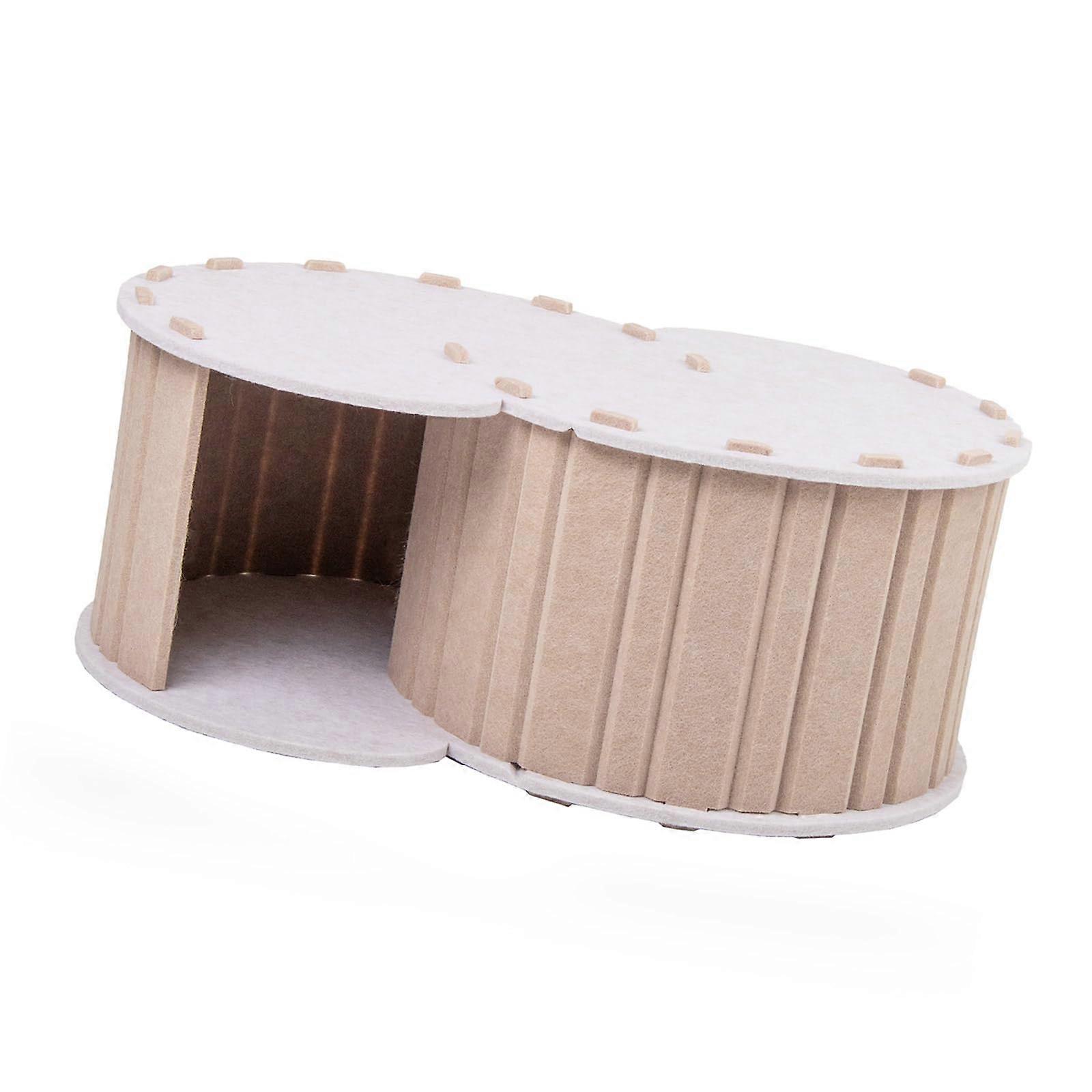 Cat Tunnel Removable Folded Cat Tunnel Cat Cave Felted Comfort Nest Tunnel for Kitten Puppy Rabbit Small Pet camel Ref: 2253