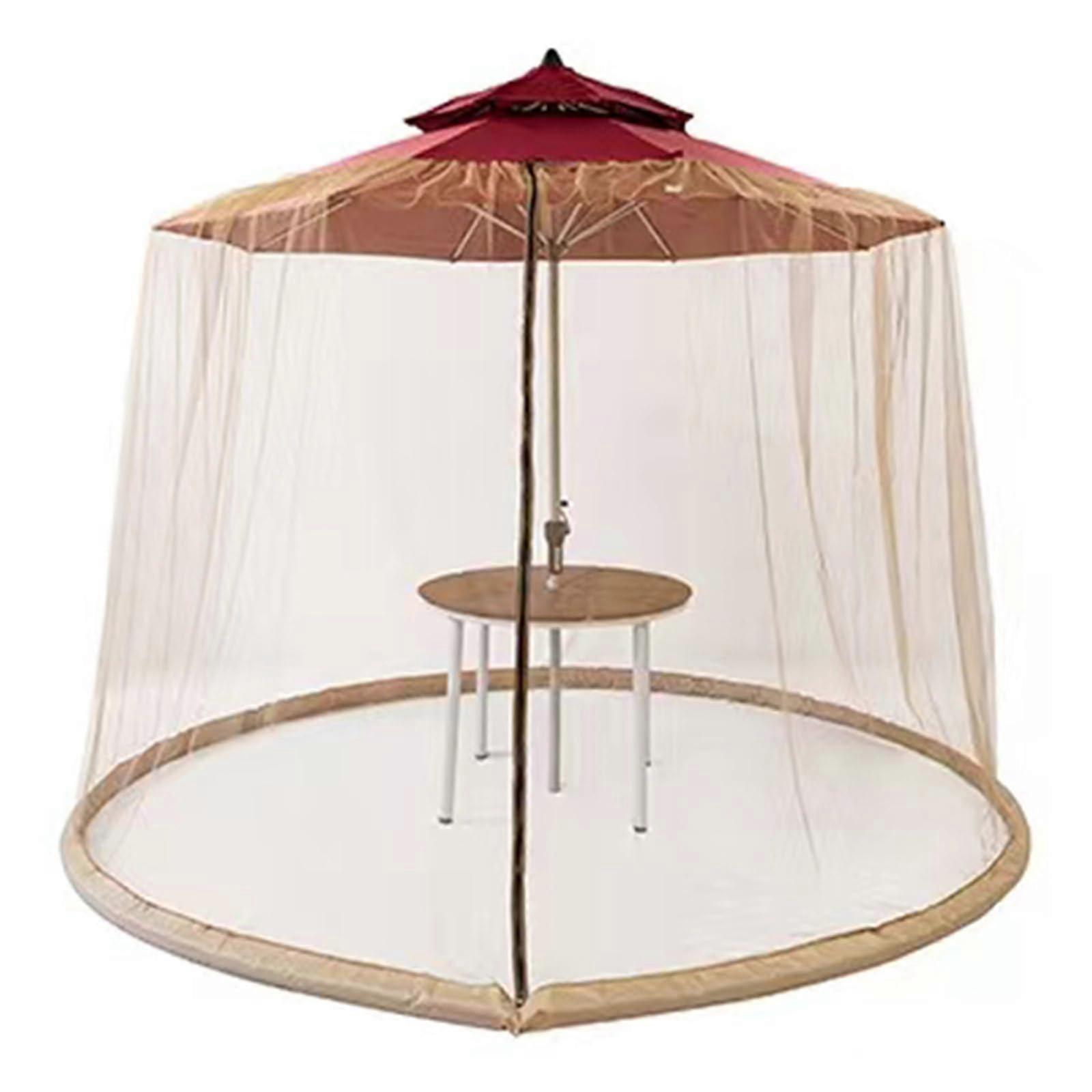 Mosquito Net Parasol, Adjustable Mosquito Net for Parasols with Zip and Fillable Base for Garden Arbour (Banana Umbrella, Khaki) Banana Umbrella Khaki