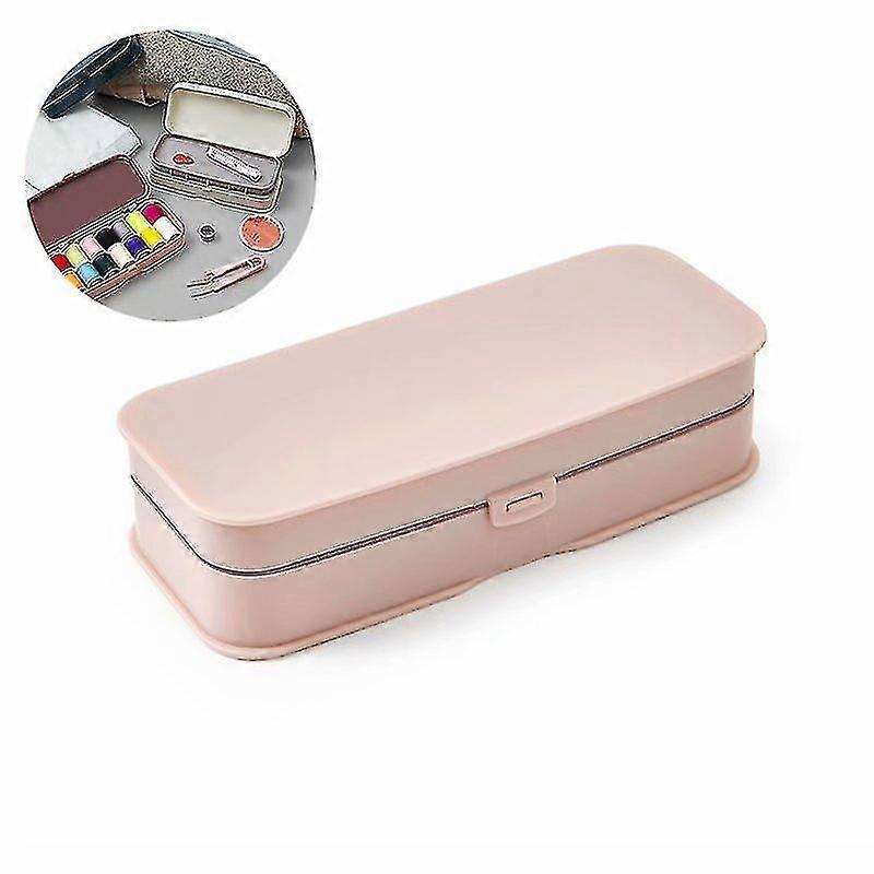 Sewing Box, Sewing Kit, All Purpose Embroidery Thread Spools in a Pink Plastic Box