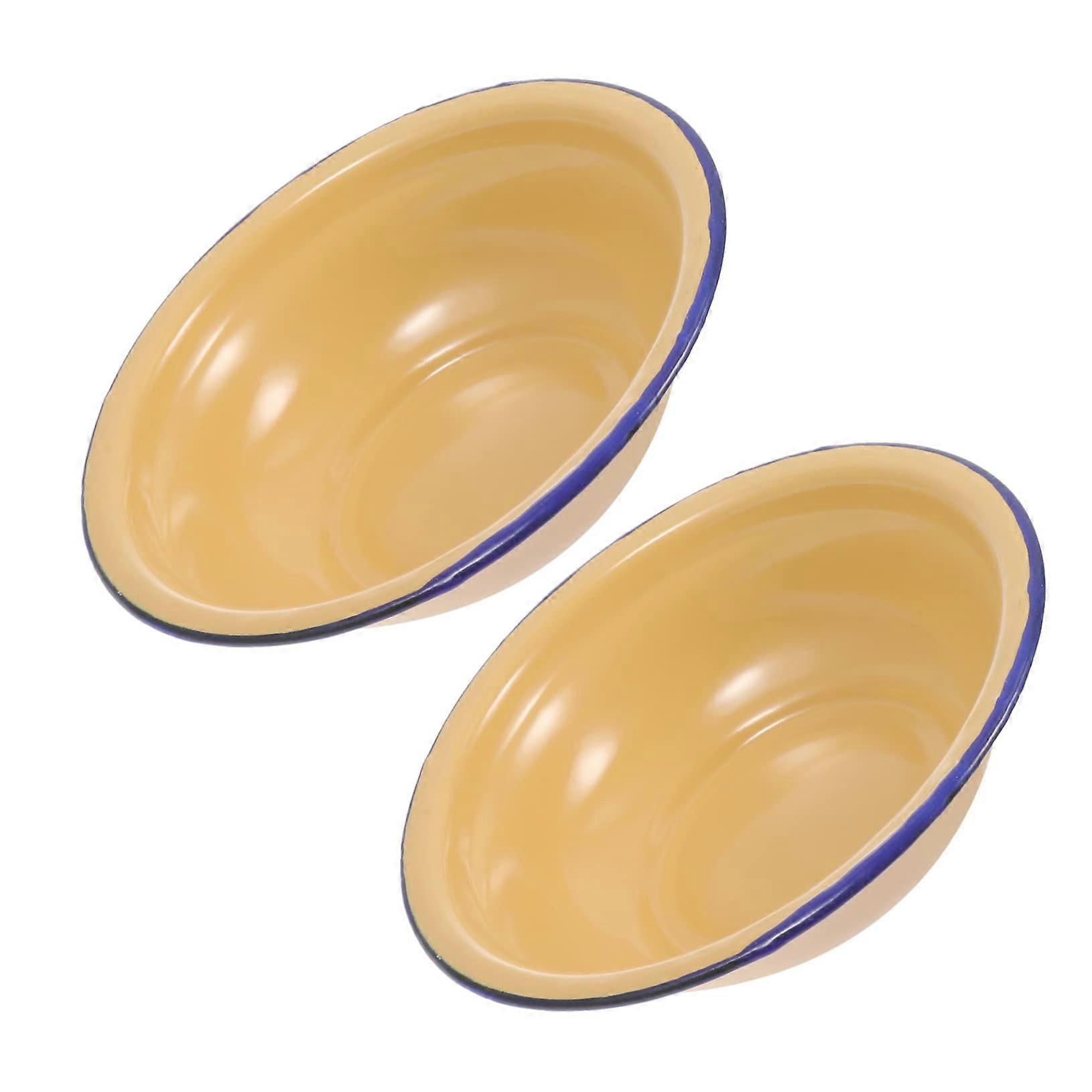 2 pieces vintage enamel soup bowls enamel tableware for soups for home retro design easy to clean Ref: 8256