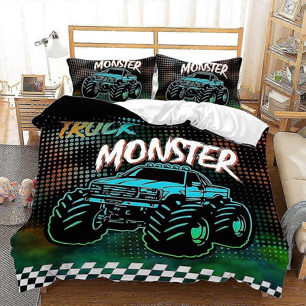 3D Caminhões Carros Escavadeira Imprimir Conjunto de Capa de Edredão 3pcs Capa de Edredom com Fronhas Roupa de Cama para Crianças Presente de Ano Novo