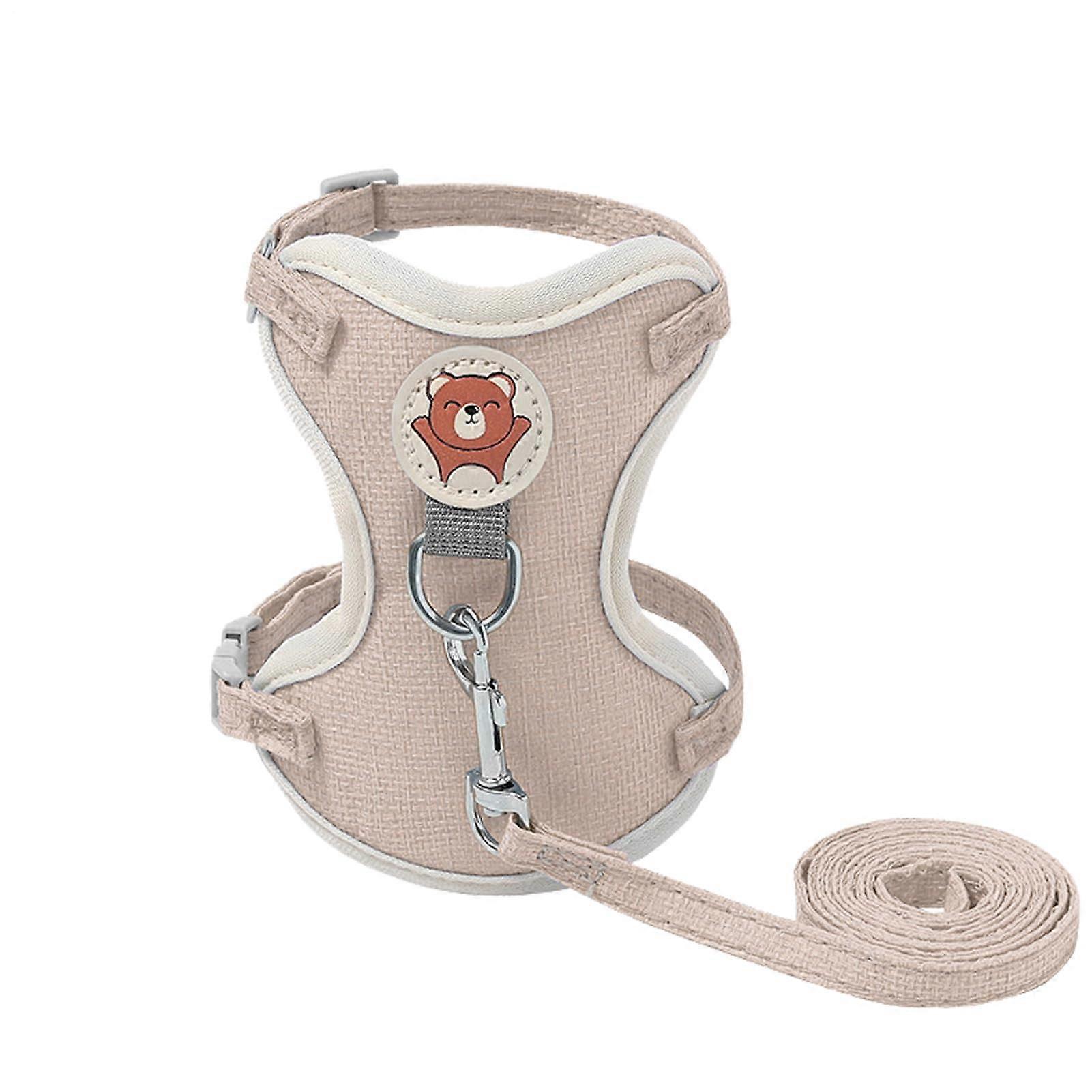 Kitten Harness Set, Escape-Proof Adjustable Pet Vest and Leash for Puppies, Kittens, Rabbits, Breathable Pink Design