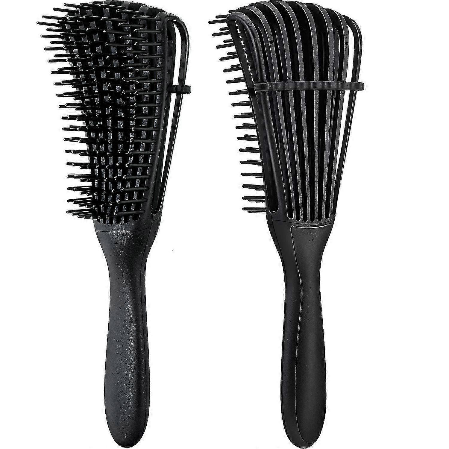 Detangling Brushes for Afro Hair - 2-Pack for 3A-4C Textures (Black)
