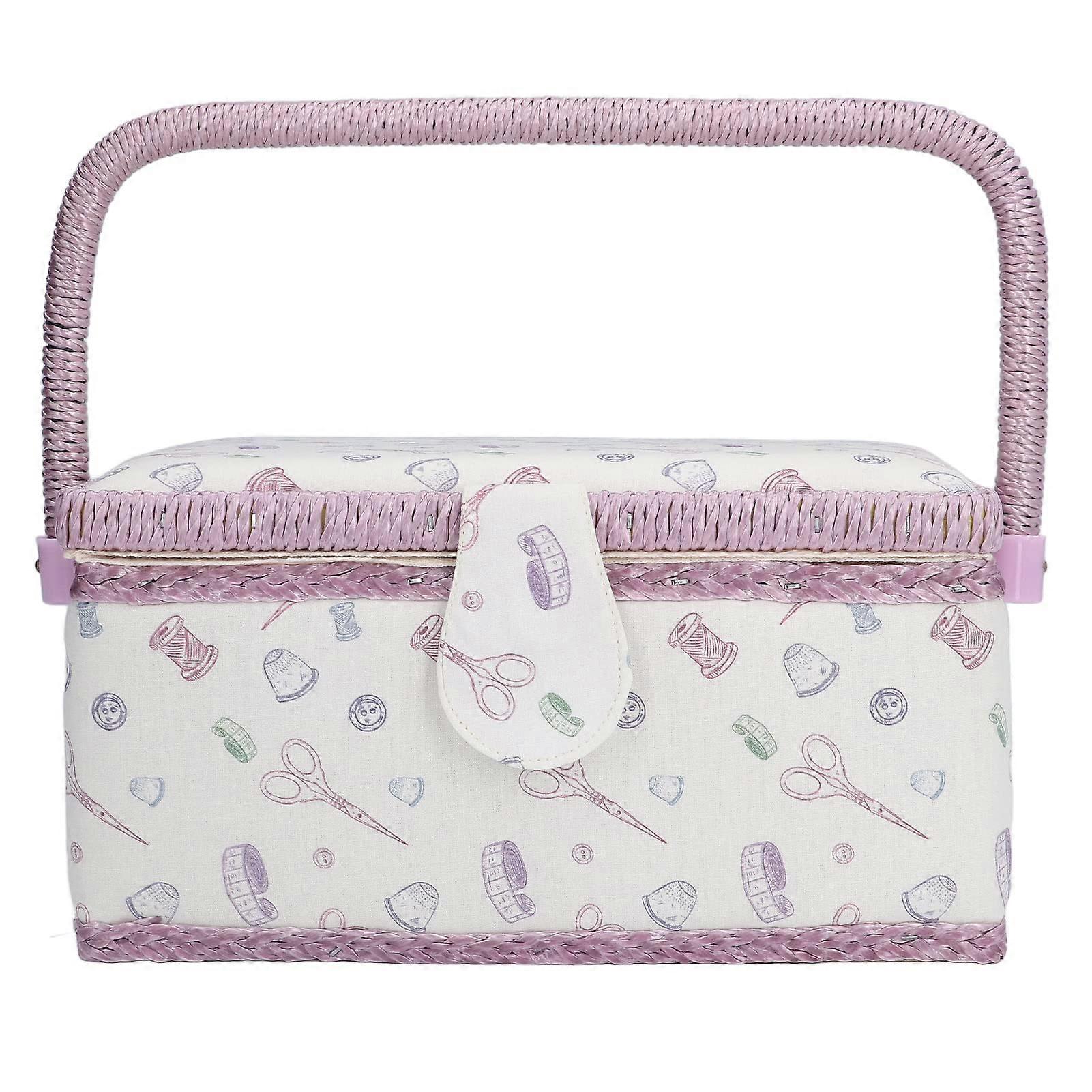 Portable Sewing Organizer Box for Sewing Accessories and Craft Tools with Removable Tray, Suitable for Sewing Machines, Beginners, and Professionals
