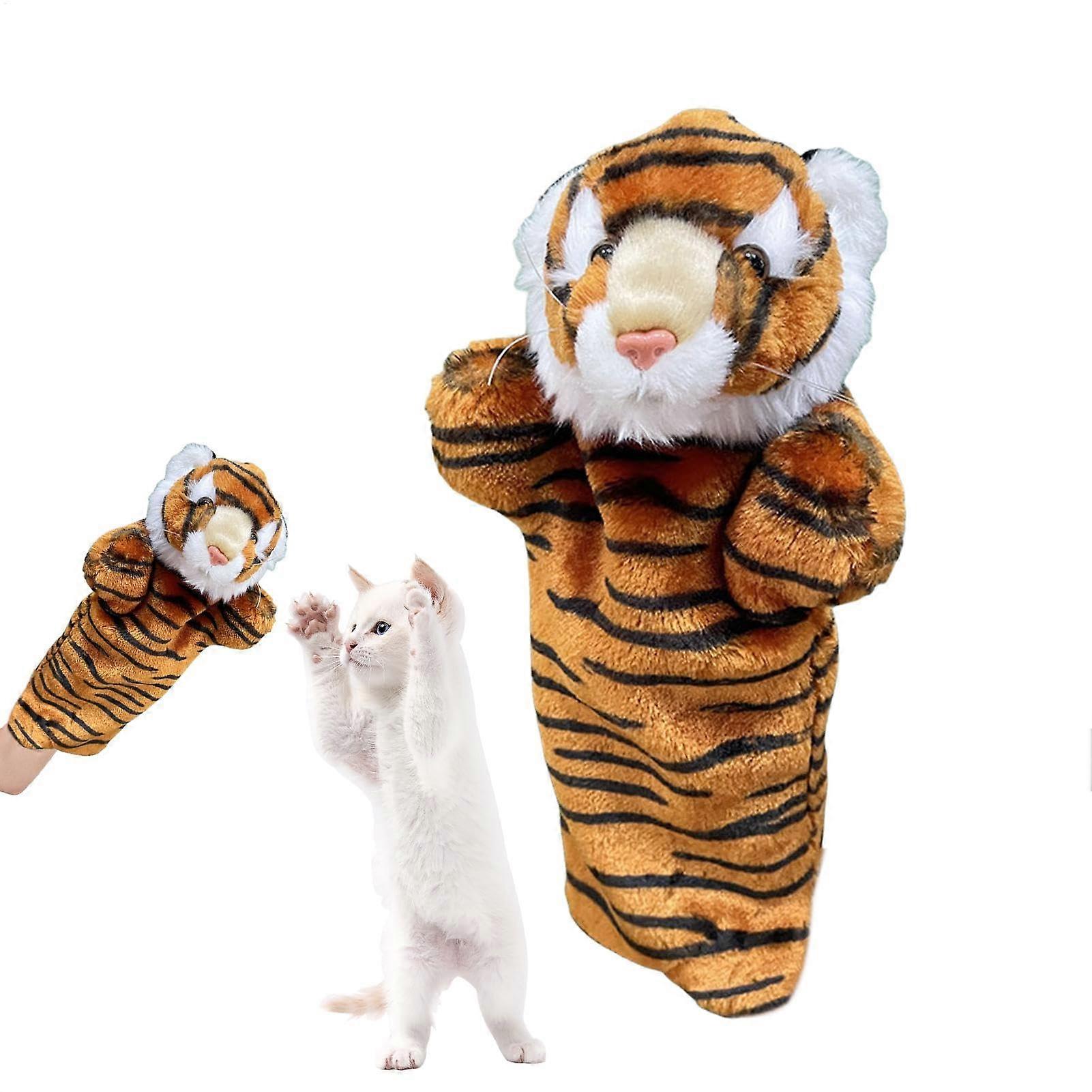 Puppet Dog Toy Hand Puppet Plush Toy Interactive Skin Friendly for Small Puppy Medium Pets Tiger