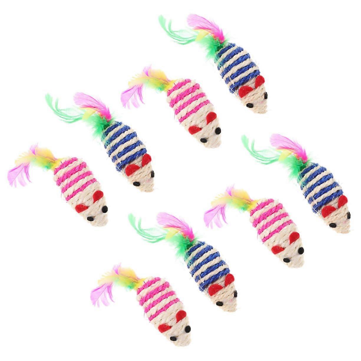 Kitten Catnip Mouse Chew Toy - Pack of 8 Cat Teeth Cleaning Toys for Teasing and Play - Soft Fabric, Durable Design