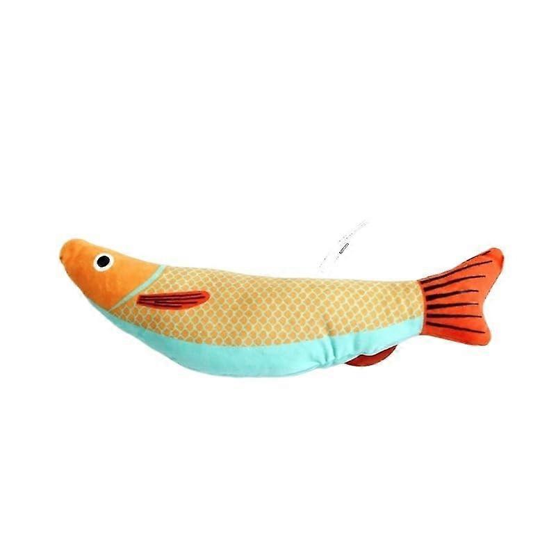 Cat toy, catnip, 3D simulation, fish, goldfish, kitten toy, pillow fish, interactive soundemitting cat chewing and biting plush toy (Yellow Style2)