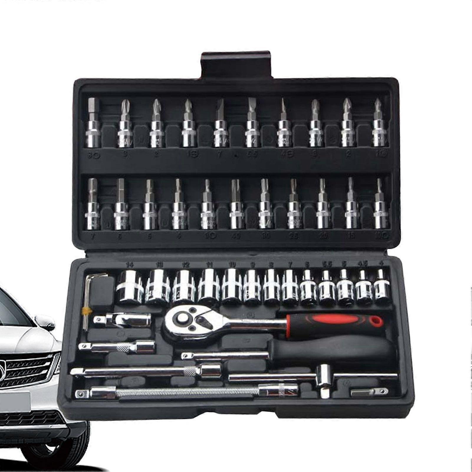 Precision Ratchet Kit Compact Mechanical Tool Set Multisize Socket Set Torque Wrench Bits Vehicle Maintenance