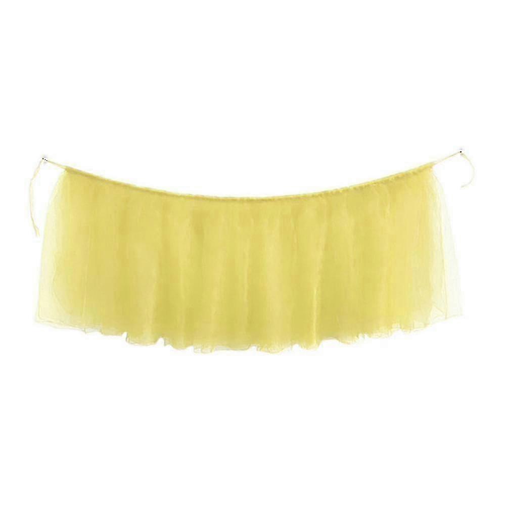Elegant Tulle Table Dress with Gold Brim for Round or Rectangular Tables, Fluffy One Layer Mesh Design