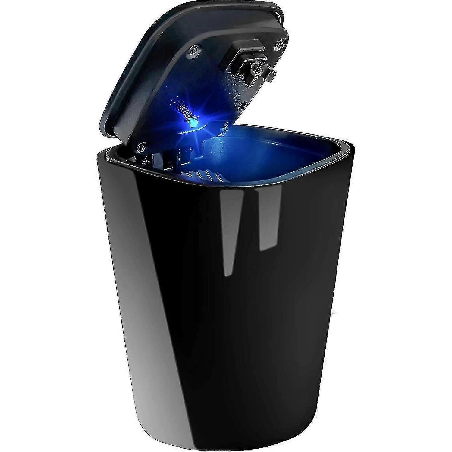 2024 Mini Car Trash Can With Lid, Bling Automotive Garbage Can Cup, Cute Coin Holder for Vehicle (Black)