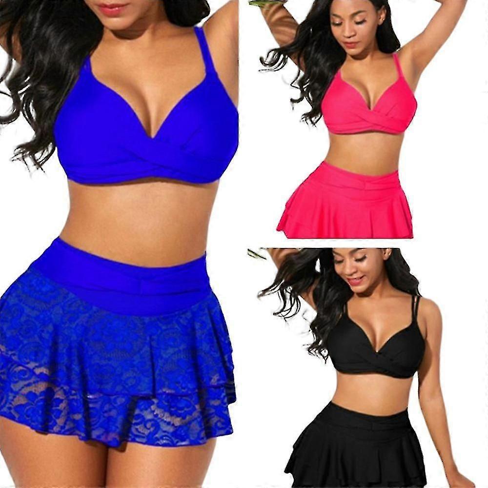 Kvinnor Sexig baddräkt Tredelade badkläder Blomma Sommarstrand Bära Push Up Bikini Set Baddräkt