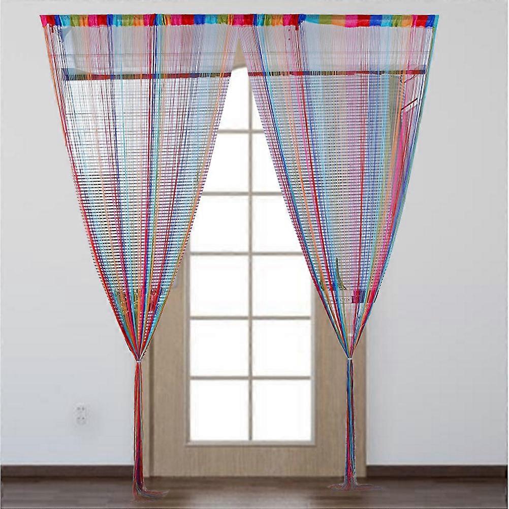 Thread Curtains for Living Room Rectangular Shape Simple Style Multicolored Six Colors 200x100x0.1cm Window Curtain Decoration 1Pack