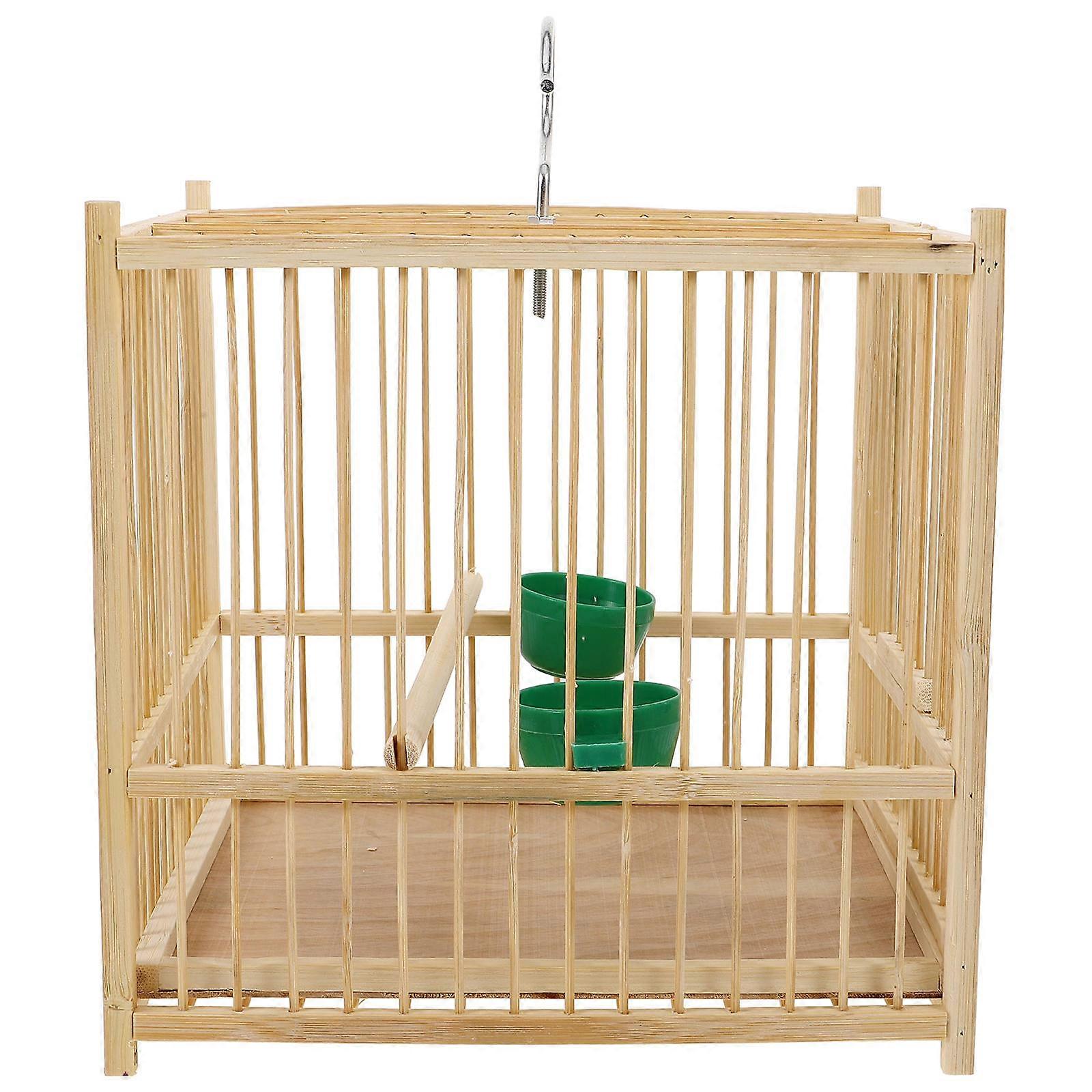 المحمولة الخيزران المنسوجة قفص الطيور اليدوية حمل قفص للببغاوات الكوكاتيل طيور الحب في الهواء الطلق استخدام داخلي مع أكواب التغذية تصميم أنيق