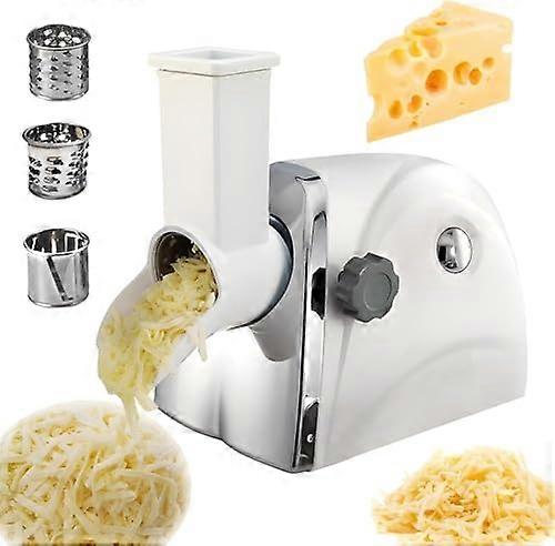 Electric cheese grater with 3 stainless steel blades, efficient rotary shredder