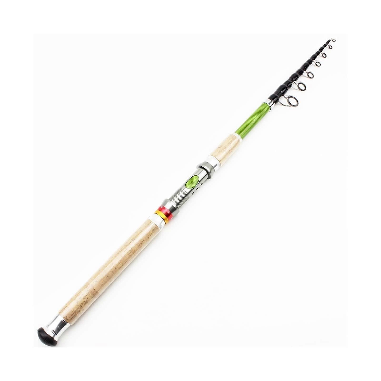 Telescopic Carbon Fishing Rod with Wooden Handle, Carp Spinning Rod for Sea Tackle Combo Kit, 3 m