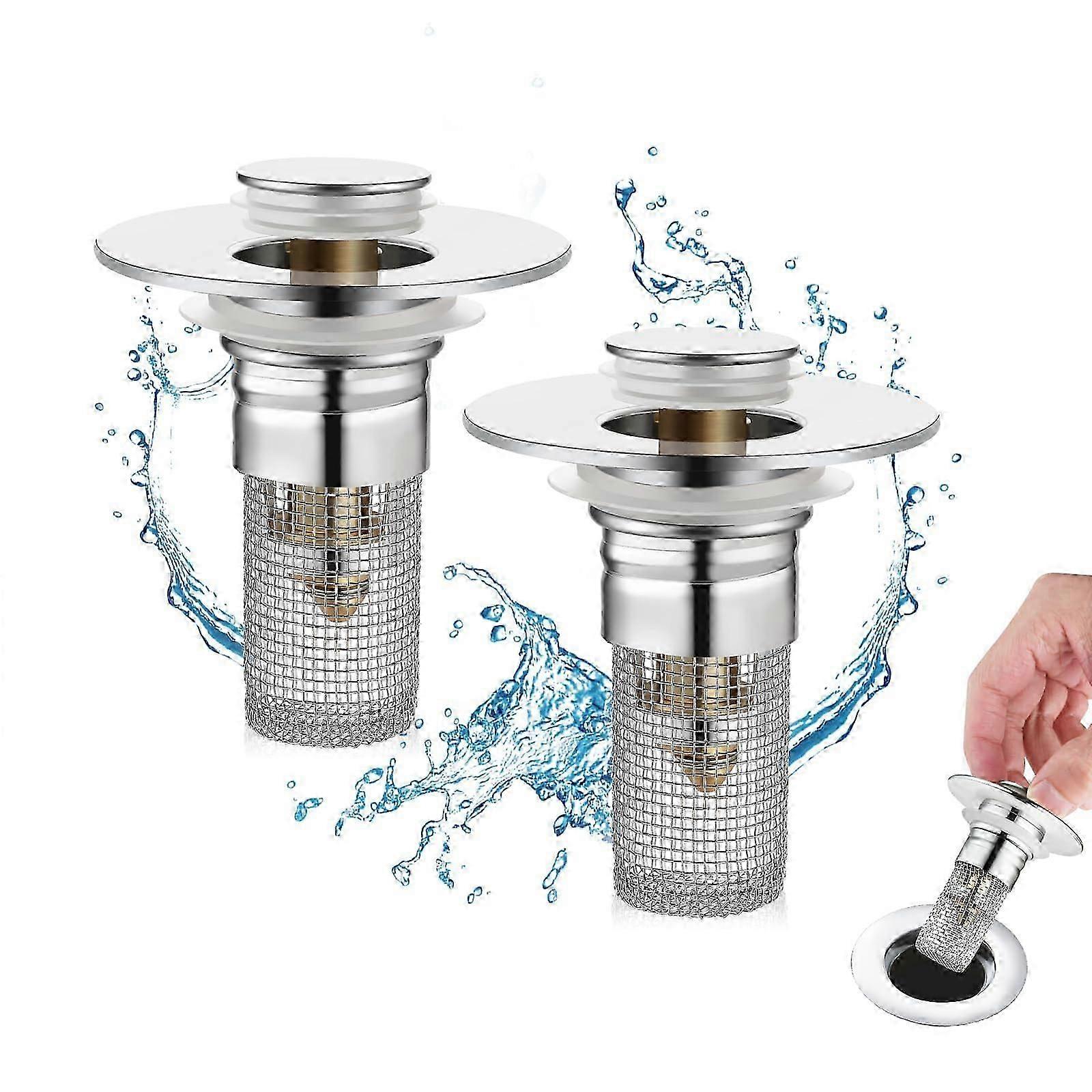 Waschbeckenstopfen für 1,06-1,50 Zoll, Universal-Abflussfilter mit Haarsieb, Universal-Waschbecken-Abfluss-Pop-Up-Stopfen für US-Waschbecken St