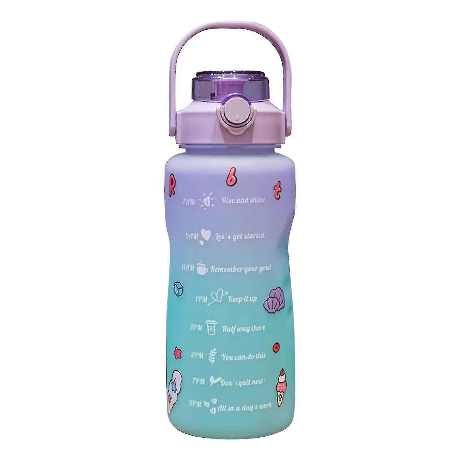 Gradient Water Bottle Bpa-free 1.5/2l Drinking Bottle With Straw For Fitness(1500ml,Gradient Purple)