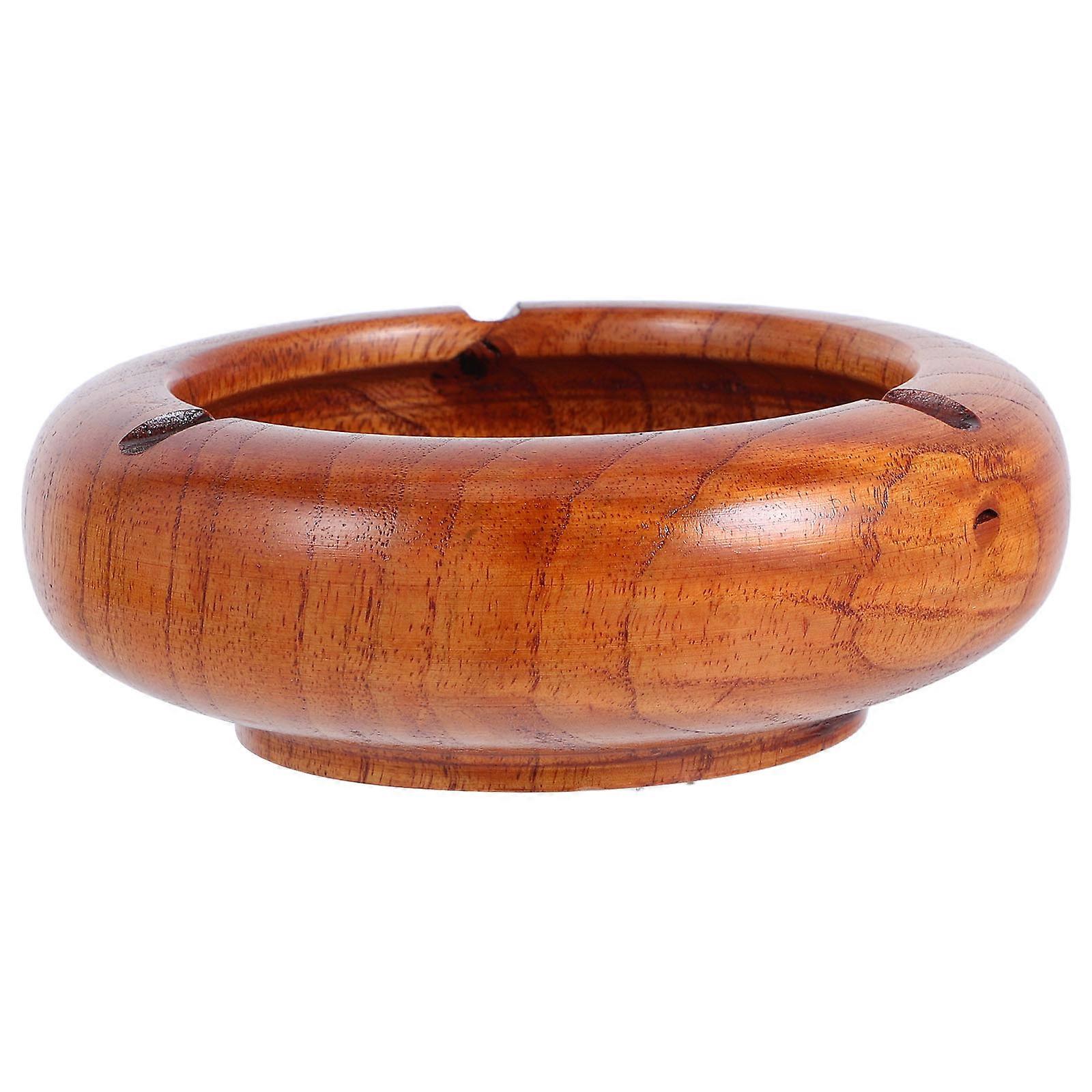 Decor Container Retro Wooden Ashtray Suitable For Restaurant Use Smoke Ash Storage 5.1x5.1x1.8in 1Set