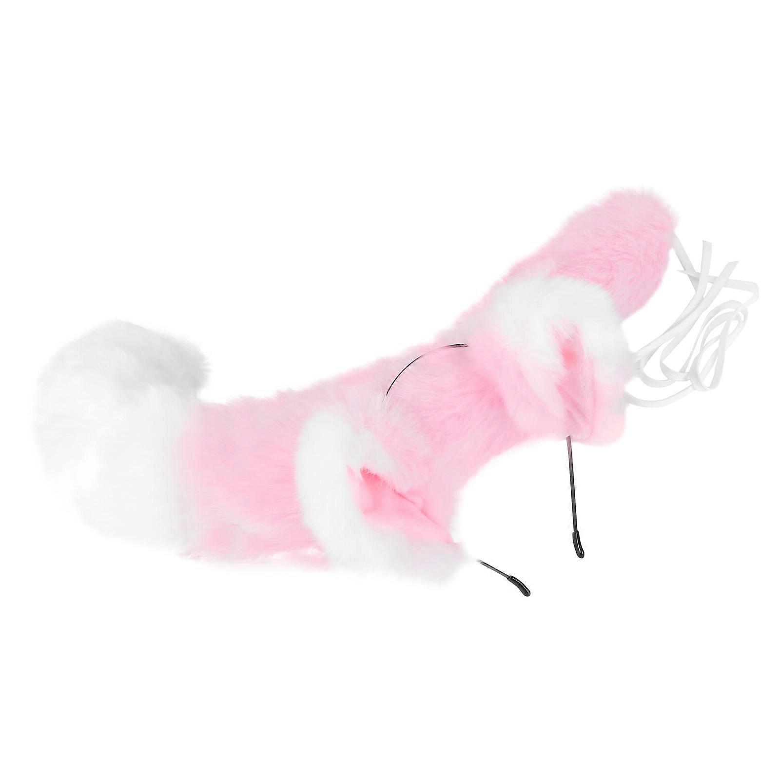 Plush Hair Hoop with Simulation Tail for Adult Use Multi Color Cosplay Accessory 1 Set