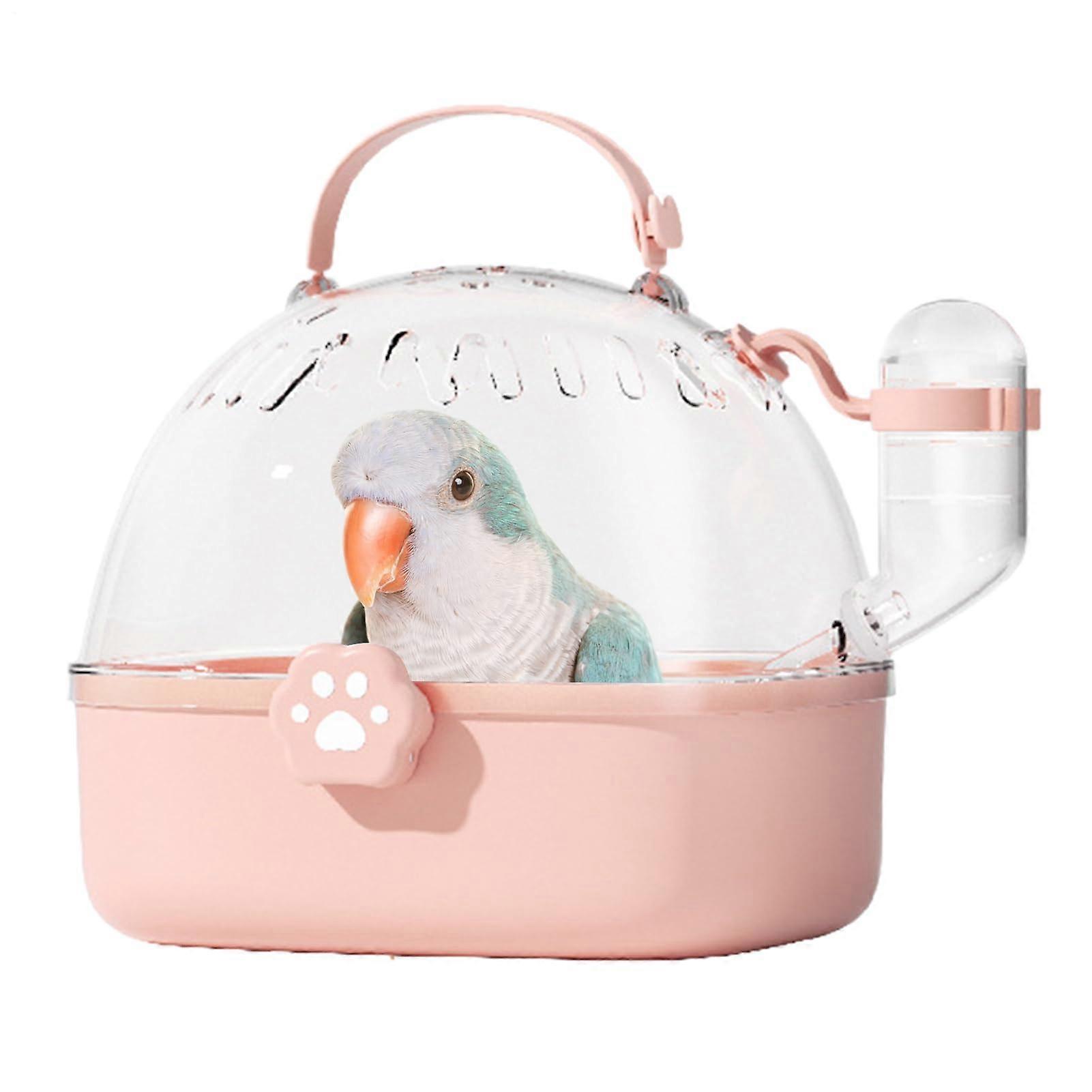 Parrot Outing Bag Travel Carrier Panoramic View Transparent Design Small Pet Carrier Case Outdoor Use Pink