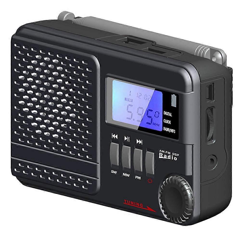 Full Band Radio Full Band Digital Fm Mp3 Plug In Cards U Disk Stereo Alarm Clock Public Transportation Noise Reduction 1Pack