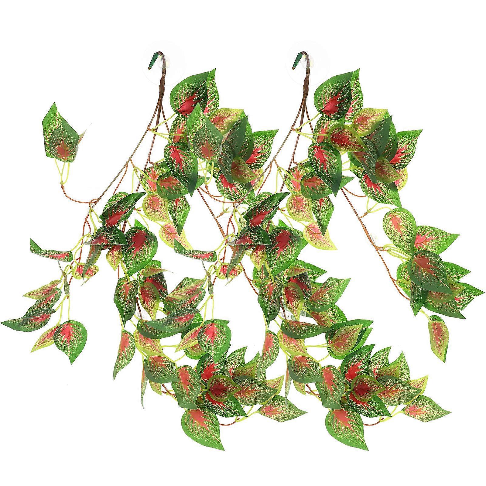 Plastic Reptile Decor Leaf-shaped Water-resistant Maintenance-free 30X20X3CM Reptile Terrarium 2Pcs