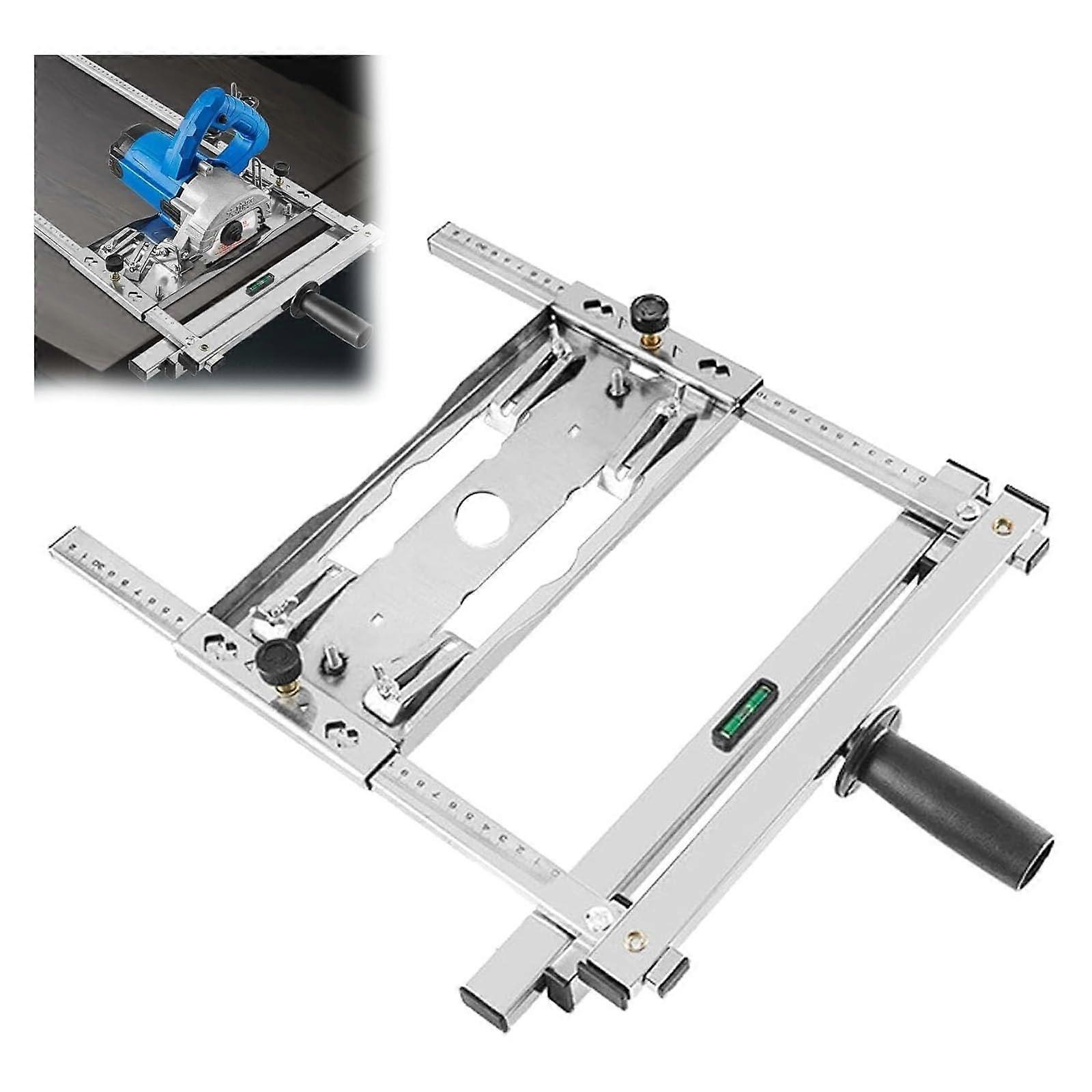 Edge guide positioning device for cutting machines, modified positioning frame tool for wood