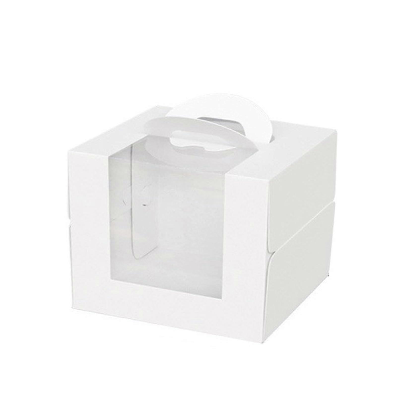 5Piece Cake Box Set  3/4/6/8/10 Inch White Paper Boxes with Clear Window (21x21x17cm)