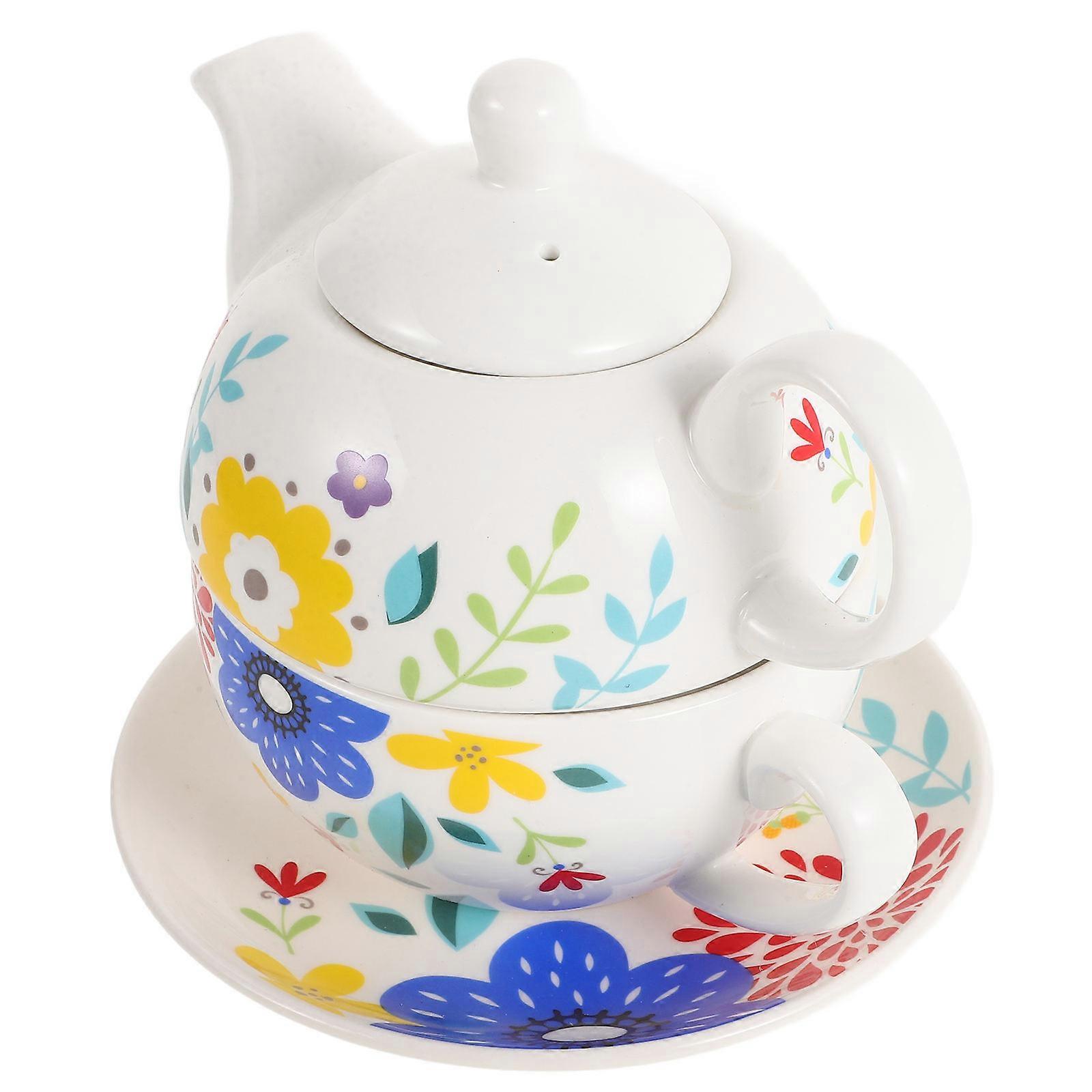 Ceramic Teapot Set with Cups, Elegant Retro Style Tea Kettle with Smooth Surface for Home Decor and Practical Tea Ware