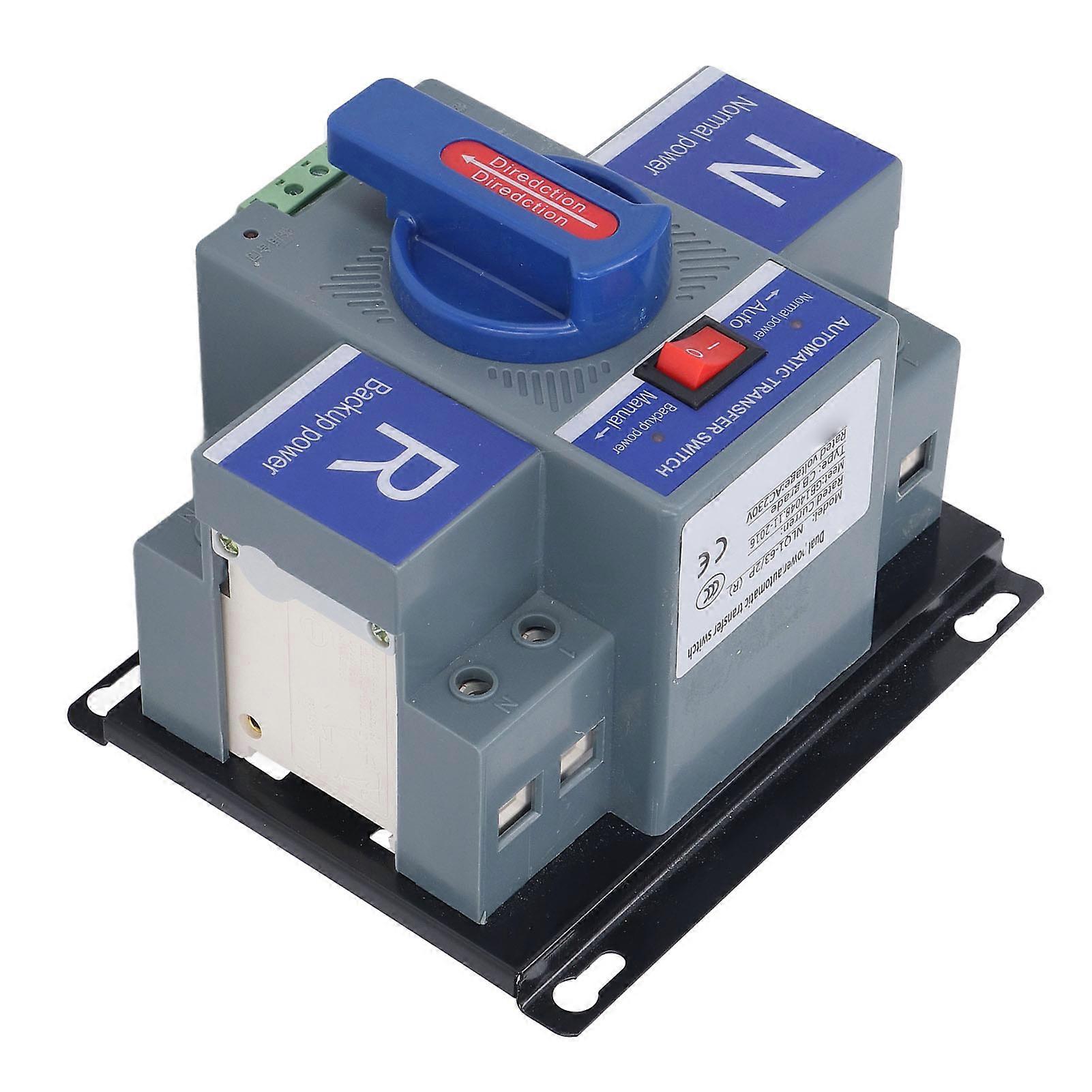 Double Power Automatic Transfer Switch 2P CB Type Mini Changeover AC230V for Household PV 50A