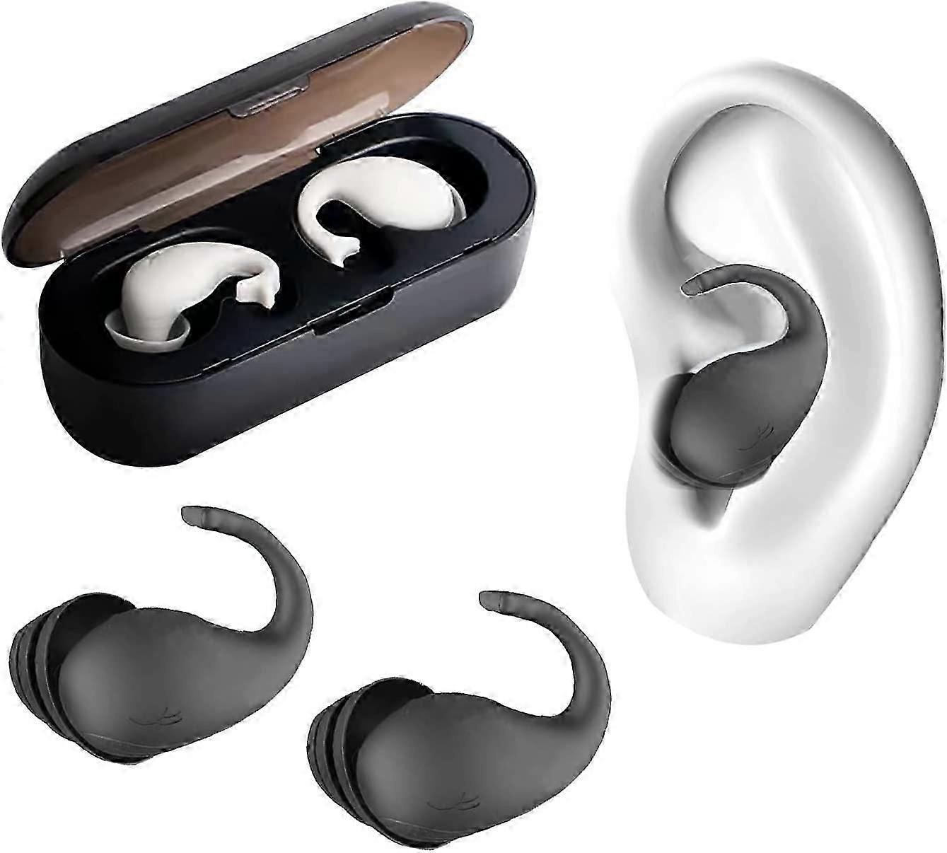 Ultra-Soft Silicone Sleep Earplugs for Noise Cancellation - Box of 3 (Black)