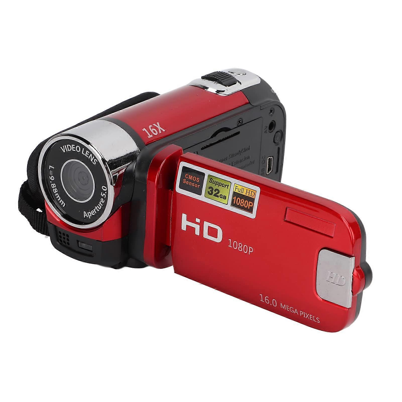 Portable Full HD 4K Digital Camcorder with 270° Rotation and USB Interface for Family Events and Outdoor Activities, Plastic/2.7' (Red)