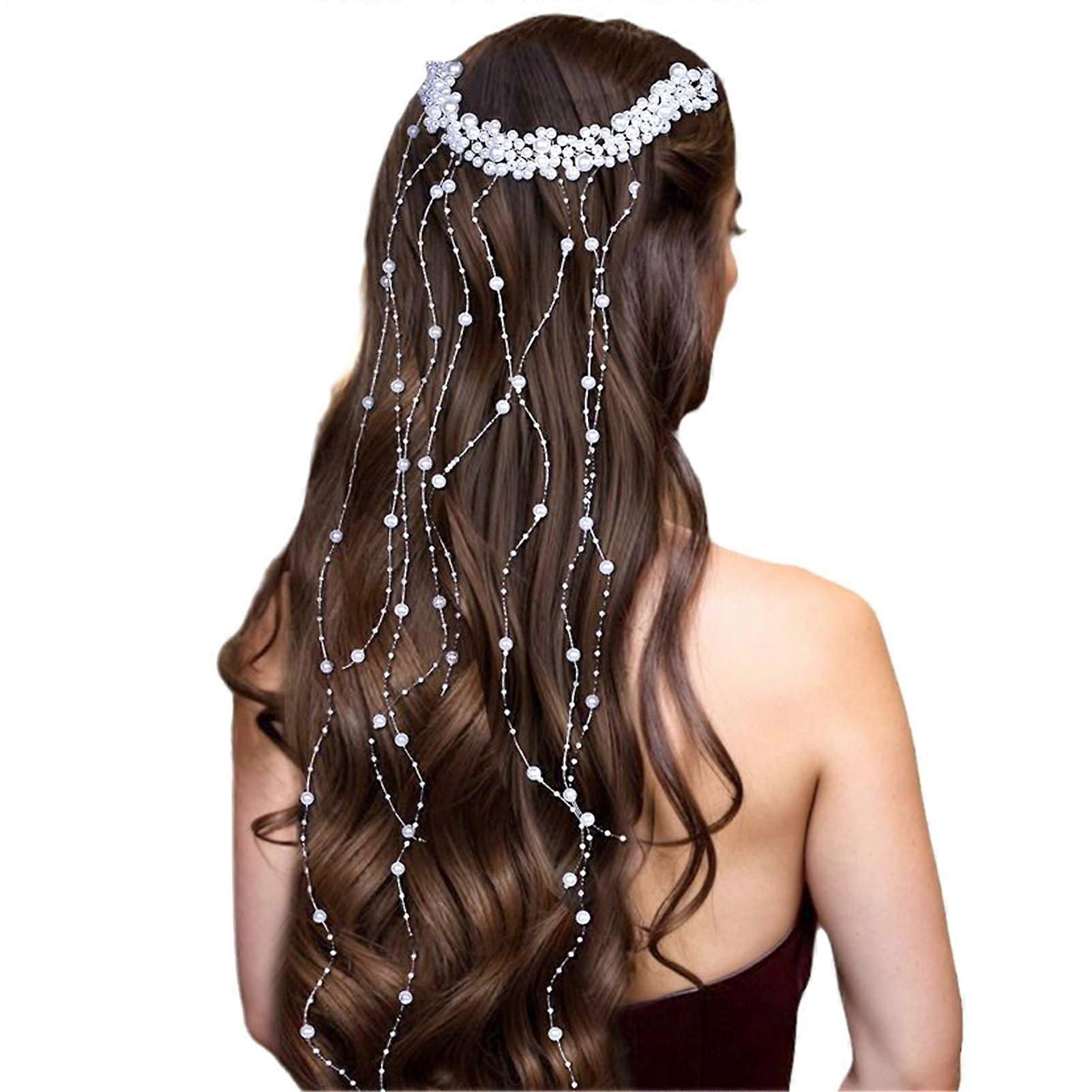 Wedding Hair Comb with Pearls, Tassel Headpiece  Decorative Headpiece Set for Women and Girls, Travel, Photography, Wedding Hair Accessories