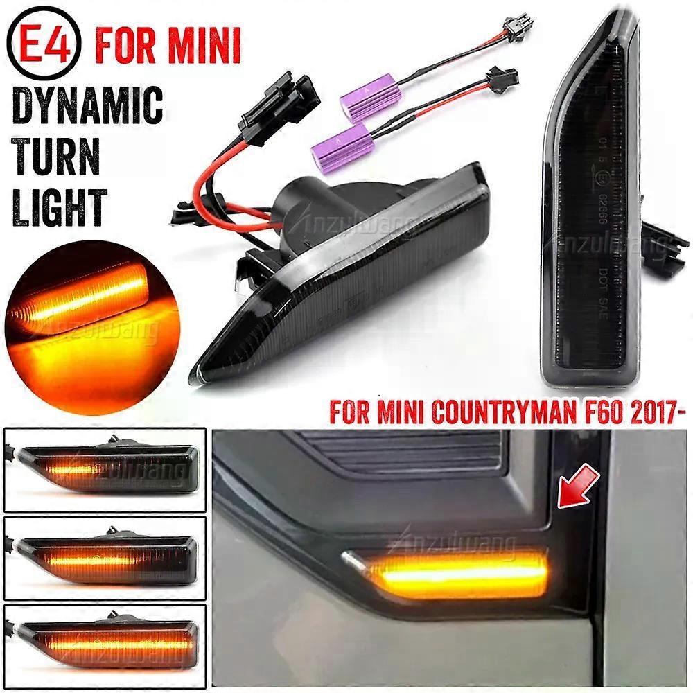 2Pcs For MINI Countryman F60 2017 2018 2019 2020 2022 Smoked Dynamic Sequential LED Side Marker Light Flowing Turn Signal Lamp