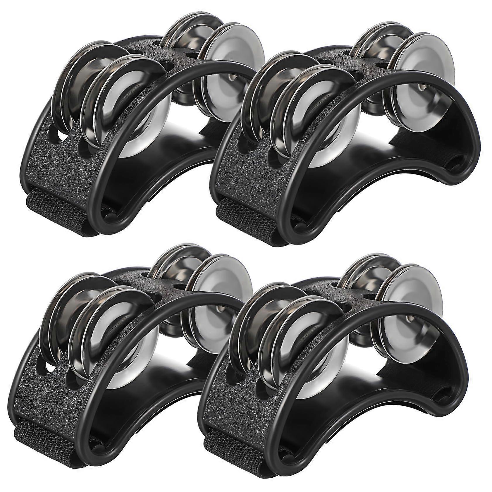 Foot Tambourine 4-Piece Set For Adults Durable Lightweight Portable Double-Row Bells For Parties And Performances Full Sound