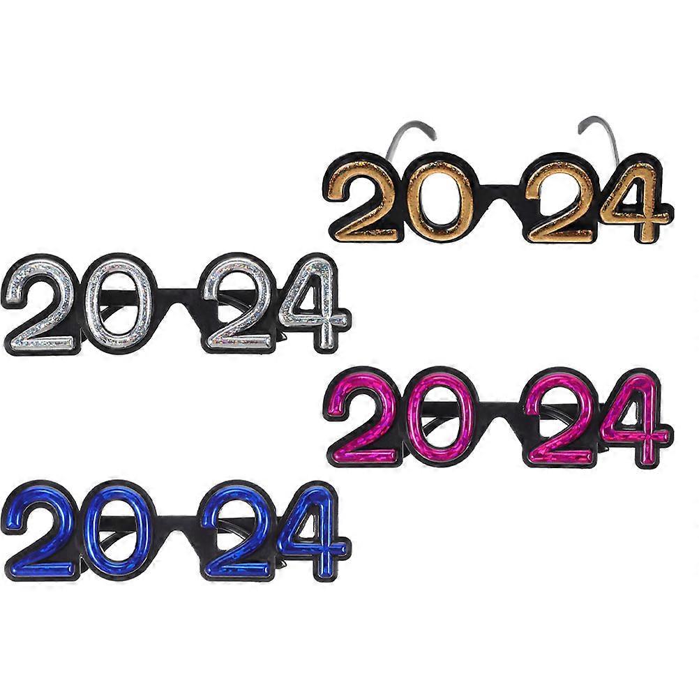 Glasses Funny Eyeglasses New Year Eve Party Eyewear Assorted Color Compact Design 4 Pairs