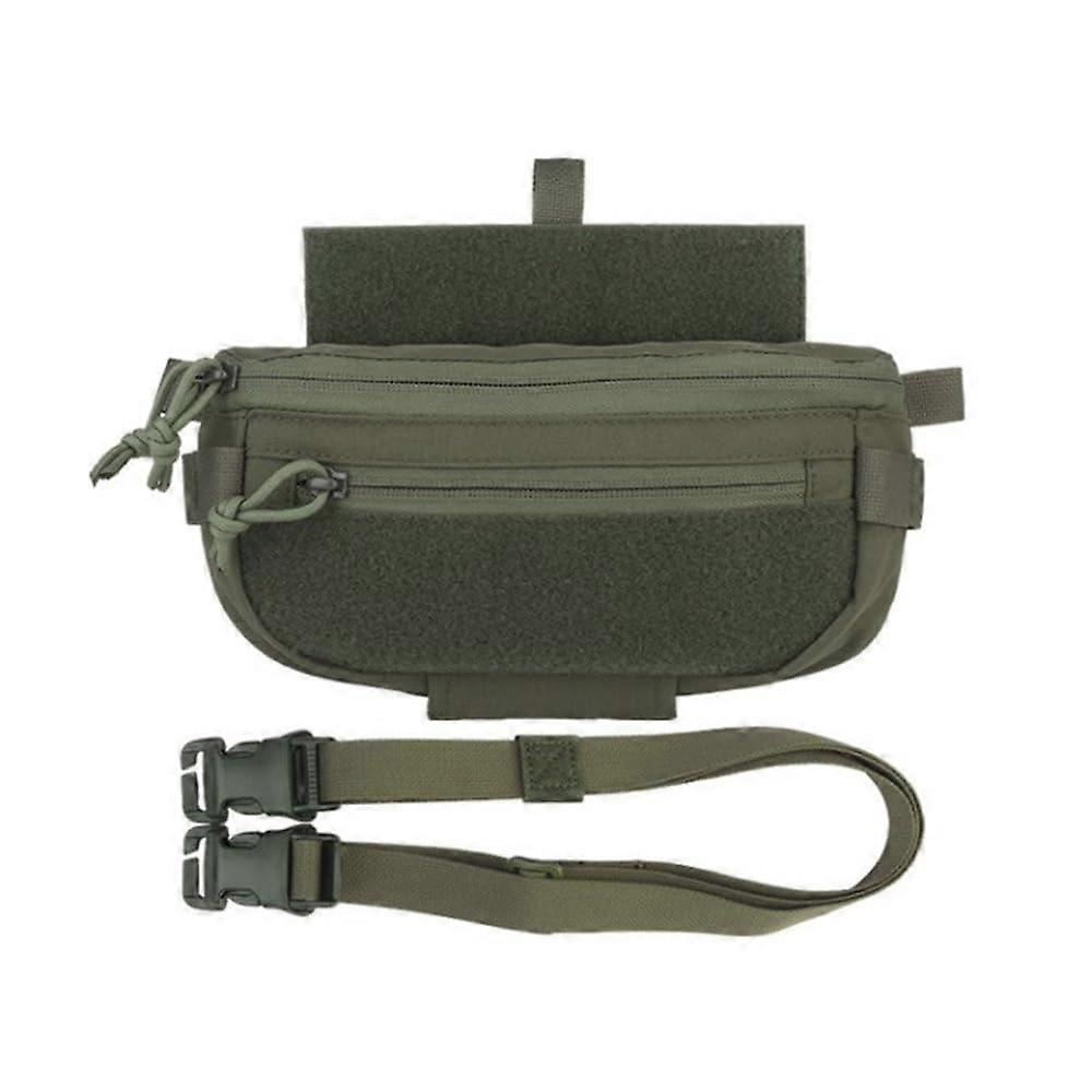 Drop Down Pouch for Tactical Vest, Green Bum Bag for Plate Carrier, Hook and Loop Tactical Drop Dangler Bag