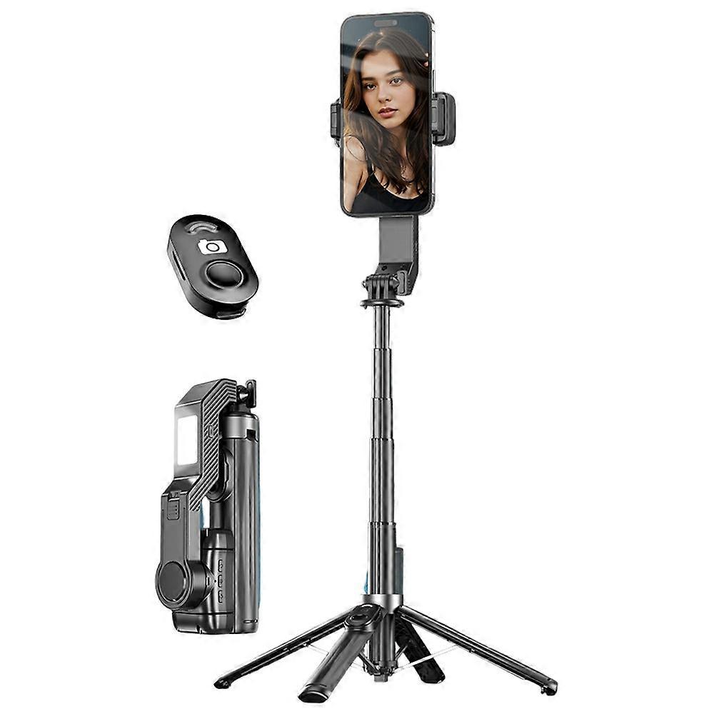 Q31 Extendable Selfie Stick Gimbal Stabilizer Smartphone Anti Shake Four-leg Stand with LED Fill Light